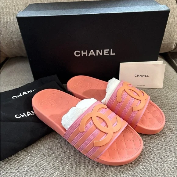 Saks Fifth Avenue Pink and Orange Women's Sandals - Picture 8 of 9